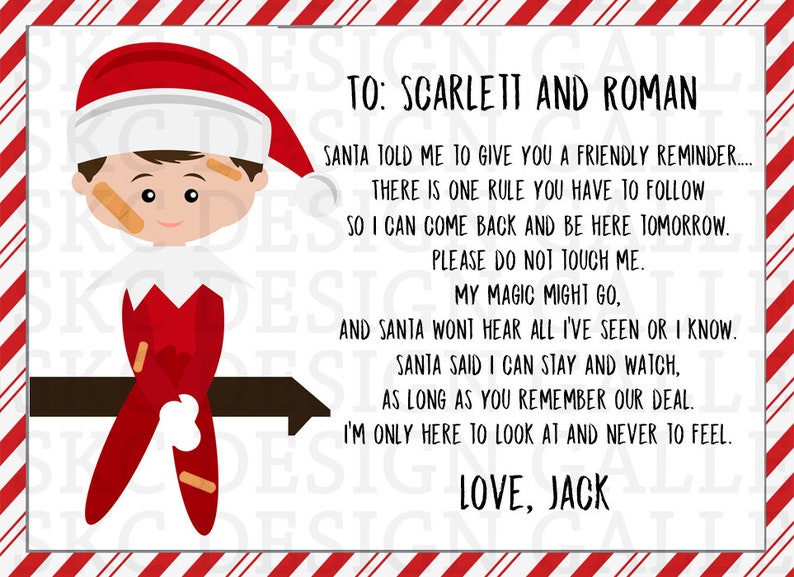 Elf No Touch Reminder Magic Elf Letter INSTANT DOWNLOAD Etsy