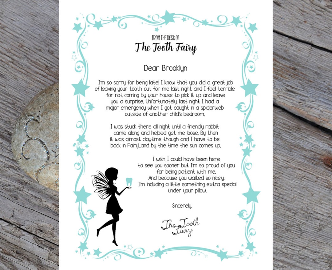 Tooth Fairy Forgot Letter* INSTANT DOWNLOAD- CUSTOMIZABLE - Etsy tooth-fairy-forgot-letter-instant-download-customizable-etsy
