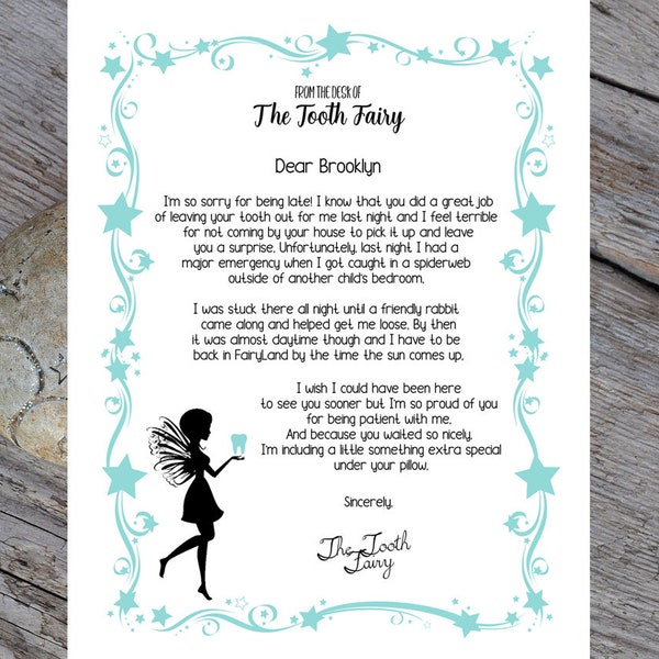 Tooth Fairy forgot letter* INSTANT DOWNLOAD- CUSTOMIZABLE