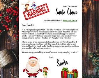 Santa Warning Letter | Etsy