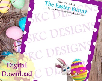 Easter Bunny Letterhead* PRINTABLE** IMMEDIATE DOWNLOAD