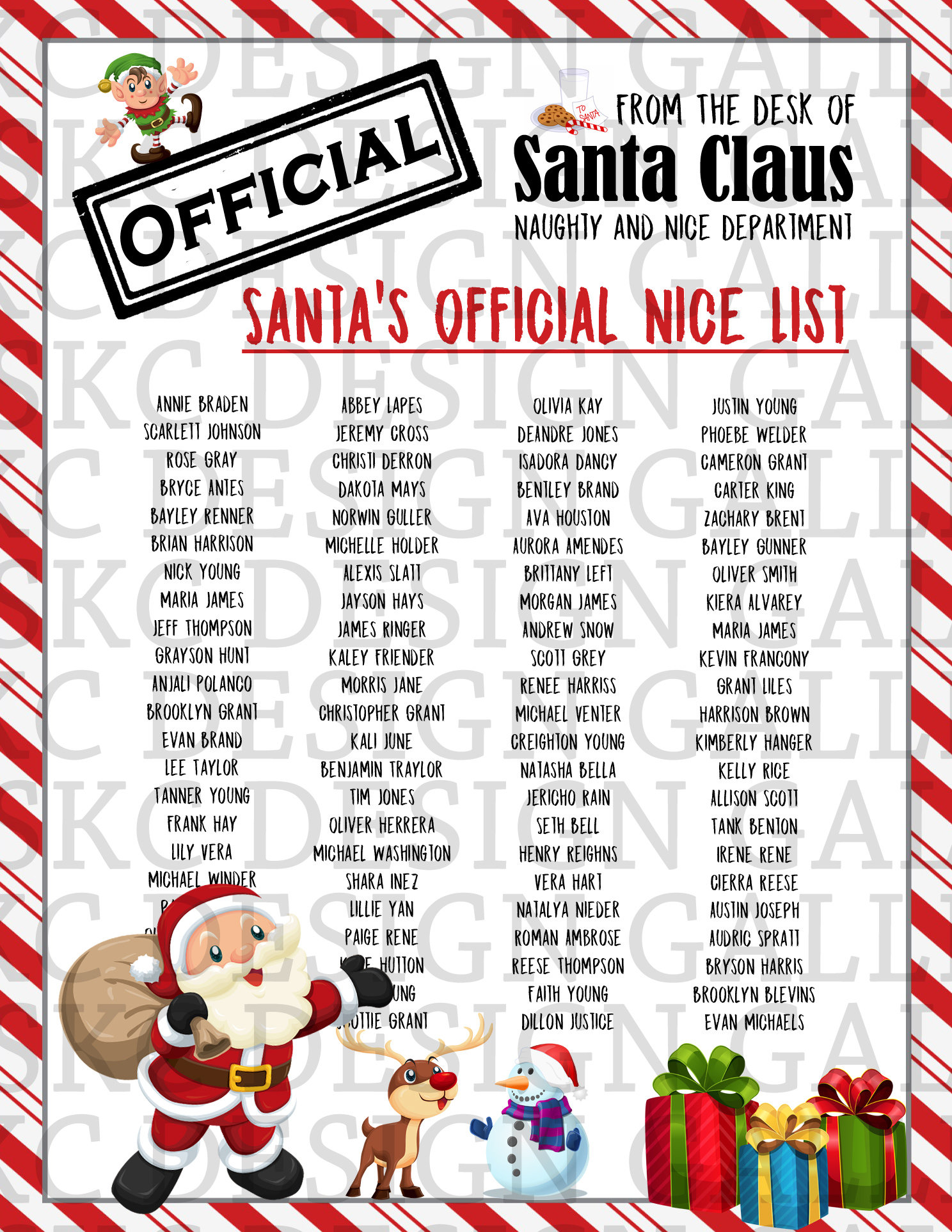 Santa's Nice List Instant PDF DOWNLOAD* Etsy
