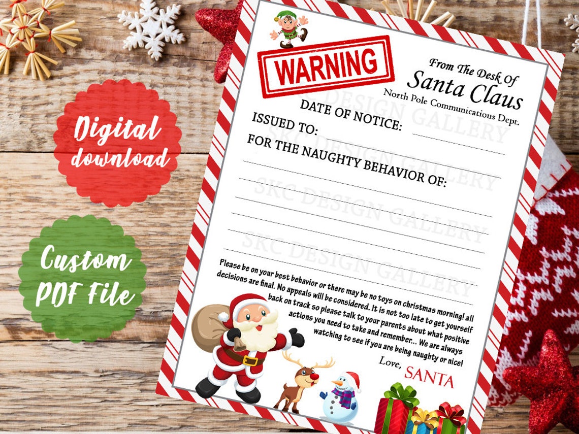 Warning Letter From Santa Free Printable