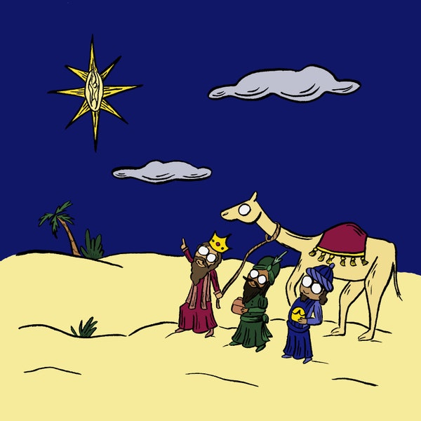 Les rois mages et l'étoile de la vie - carte de Noël