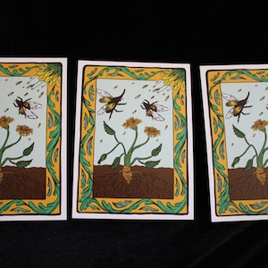 Scarabées et fleurs - carte postale - print