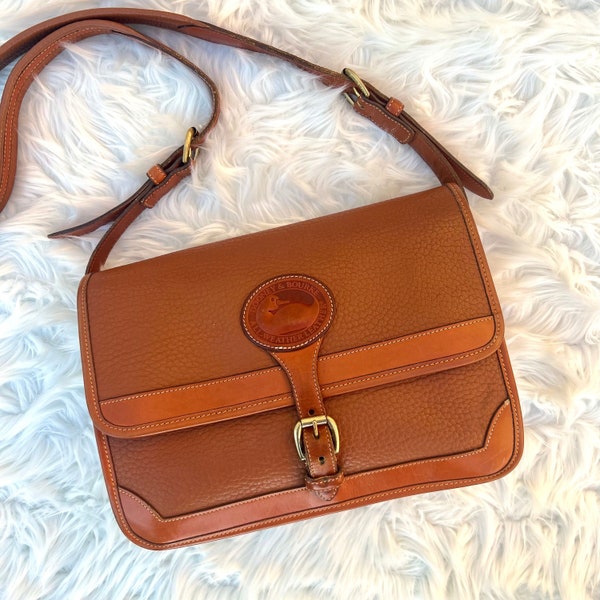 Dooney & Bourke Vintage AWL Tan Messenger Crossbody Bag Satchel