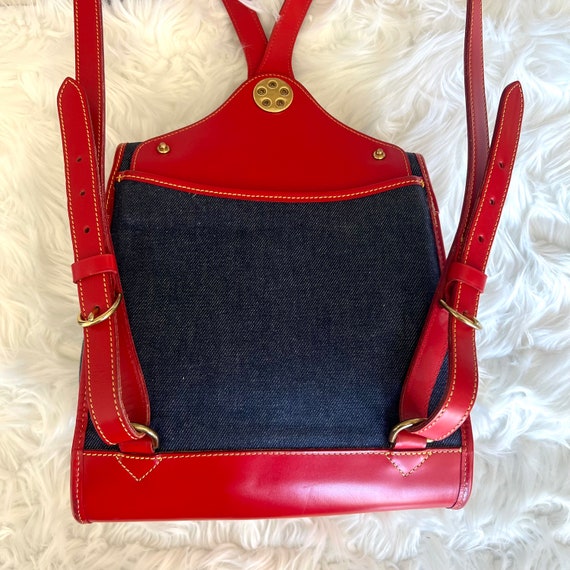Dooney & Bourke Vintage Chambray Denim and Red Le… - image 6