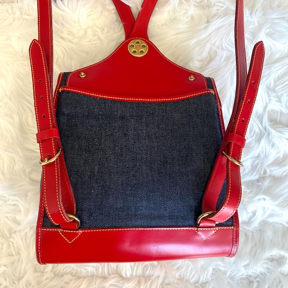 Dooney & Bourke Vintage Chambray Denim and Red Le… - image 6