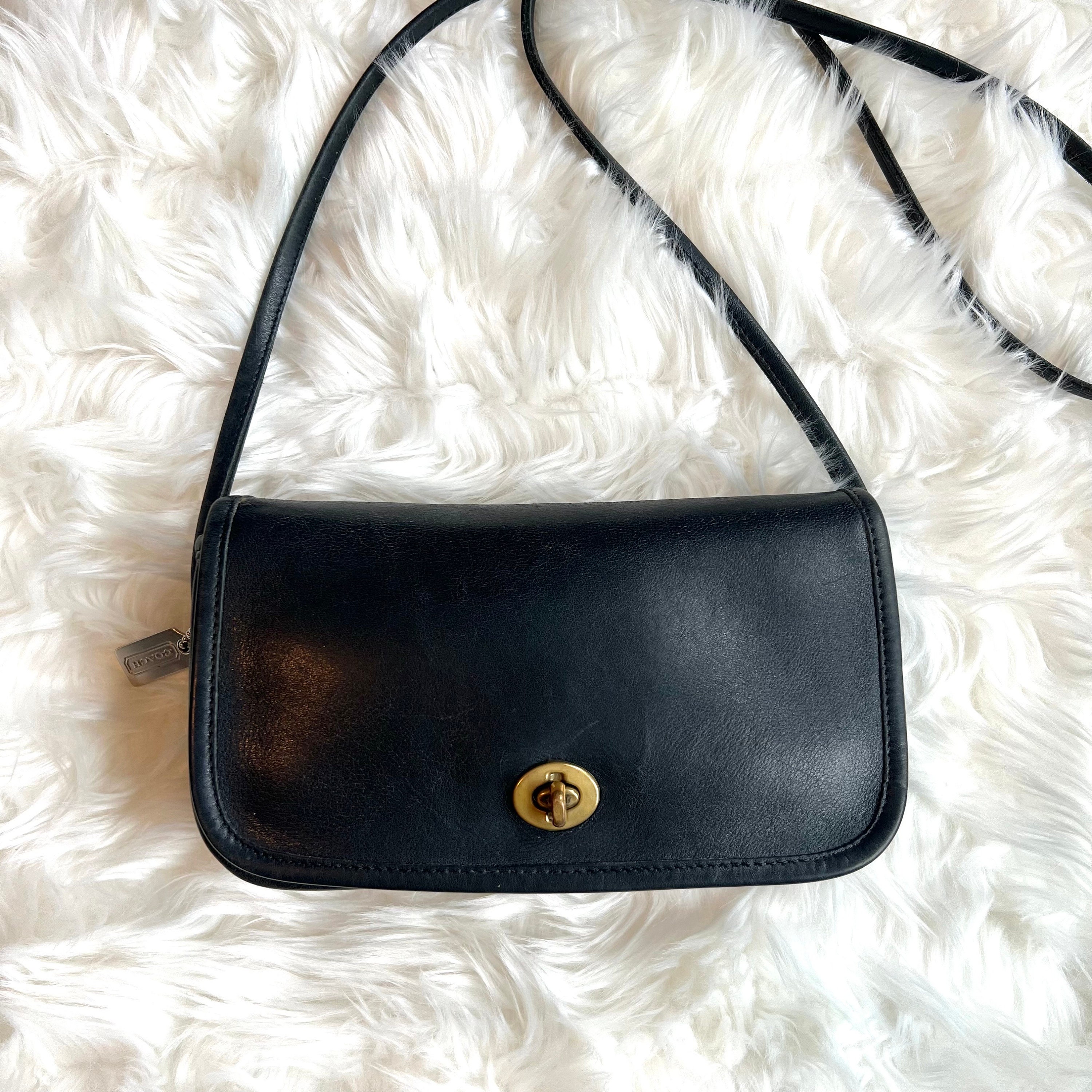 COACH Dinky Black Leather Crossbody Bag Made in USA Etsy Canada