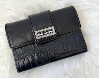 Brighton Vintage Blue Leathet Croc Embossed Wallet