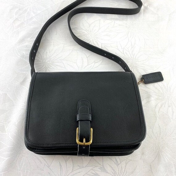 COACH Saddle Black Leather Shoulder Bag