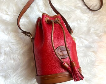 Bucket Bag Dooney And Bourke Red Leather Bag RARE Dooney Bourke