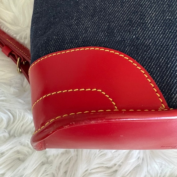Dooney & Bourke Vintage Chambray Denim and Red Le… - image 8