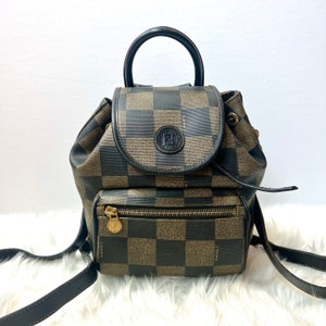 FENDI Vintage Checkered Coated Mini Backpack Rare 