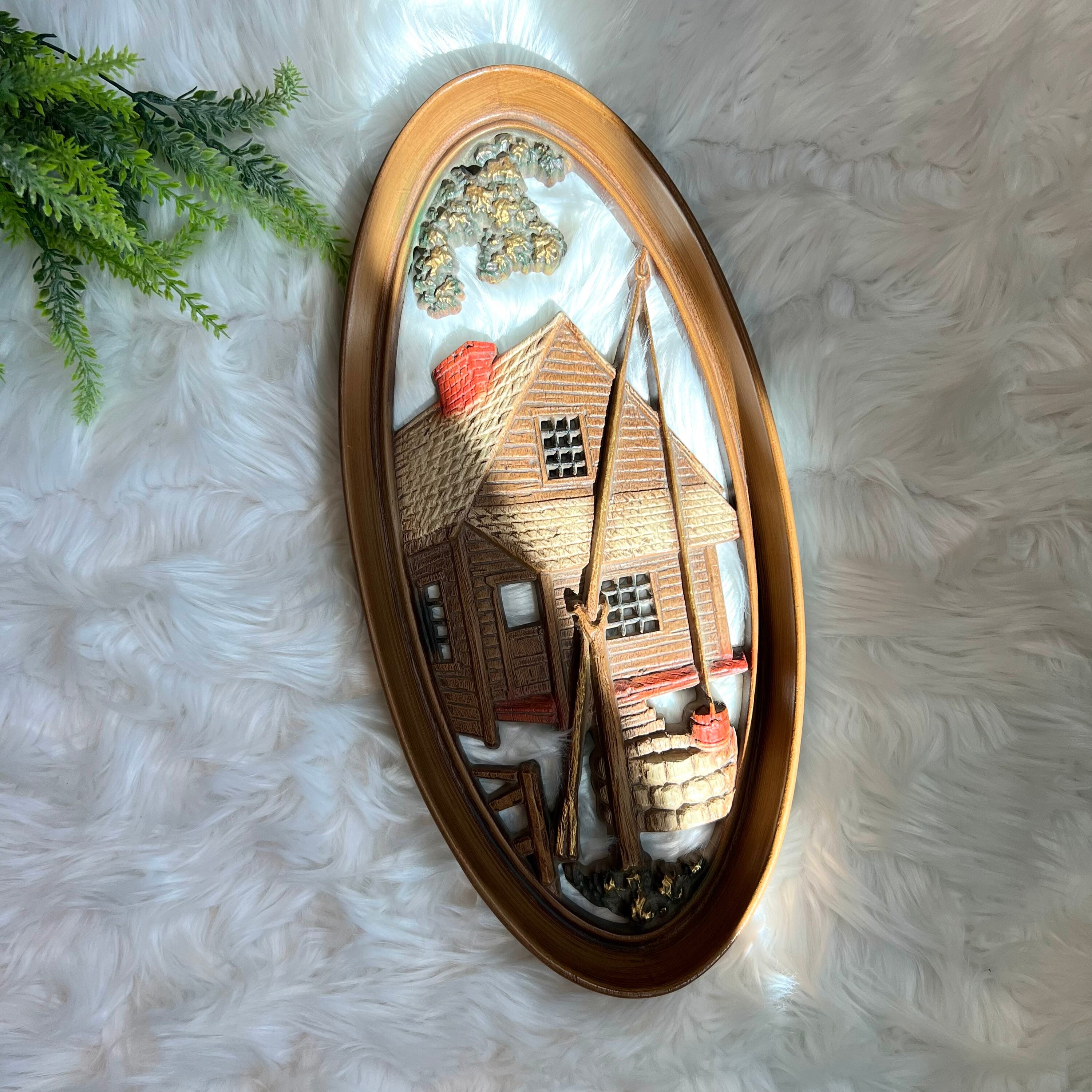 Vintage 1965 Burwood Products Company Wall Hanging Decor USA Cabin 