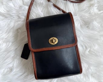 Coach RARE Spectator Vintage Scooter Black Brown Leather Crossbody