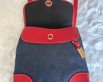 Dooney & Bourke Vintage Chambray Denim and Red Leather  display picture 3