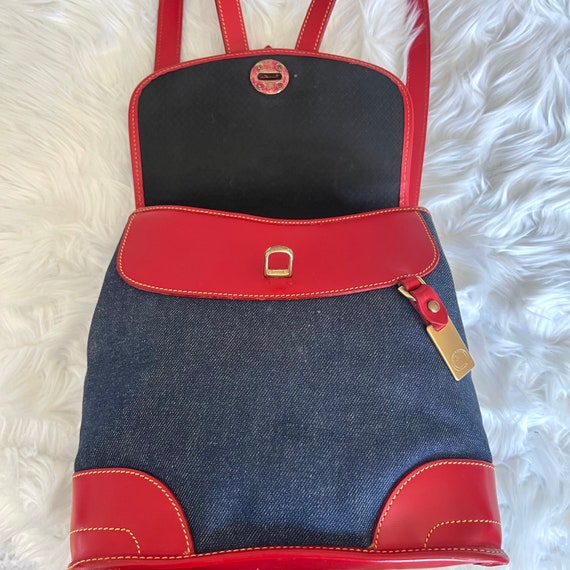 Dooney & Bourke Vintage Chambray Denim and Red Le… - image 5