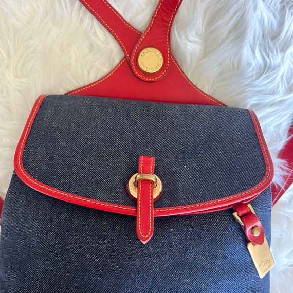 Dooney & Bourke Vintage Chambray Denim and Red Le… - image 4