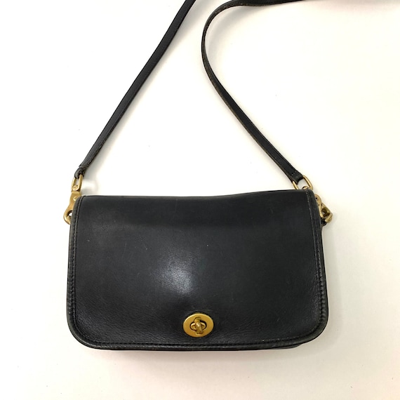 COACH Dinky Black Leather Crossbody Bag