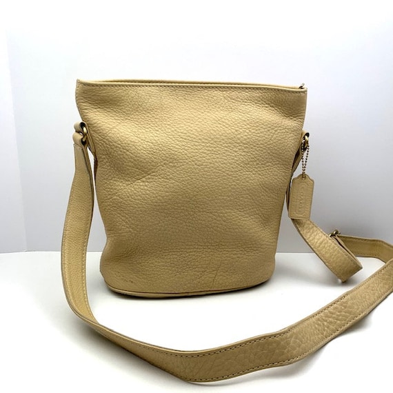 COACH Beige Leather Crossbody Bucket Bag