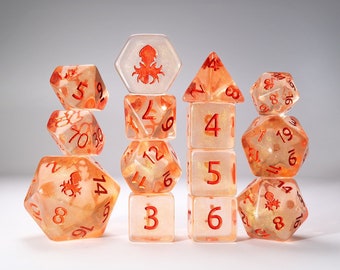 Vermilion 14pc Red Ink Dice Set | DND Role Playing Games Dice Set for Dungeons & Dragons