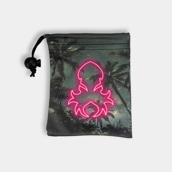 Pink Miami Small Dice Bag | Microfiber Drawstring Dice Bag for Dungeons and Dragons Dice Set