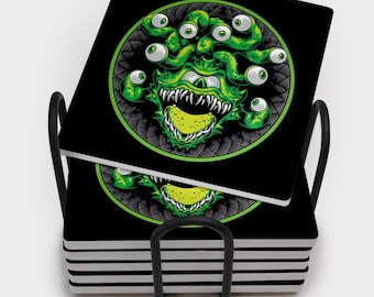 Green Beholder Square Coaster