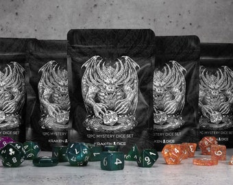 Jeu de 12 dés mystères Kraken Dice | Sacs de dés mystères