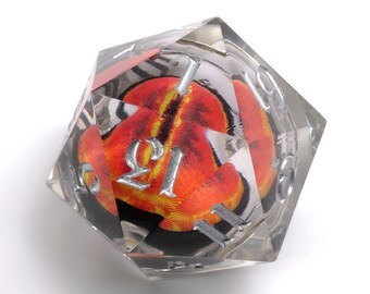 Dragon Eye: Orange Iris Single D20 w/ Silver Ink