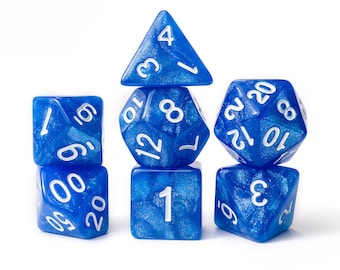 Blue Pearlescent 7pc Polyhedral Dice Set