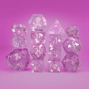 Czarina Violaceus 14pc Dice Set Inked in Metallic Pink image 1