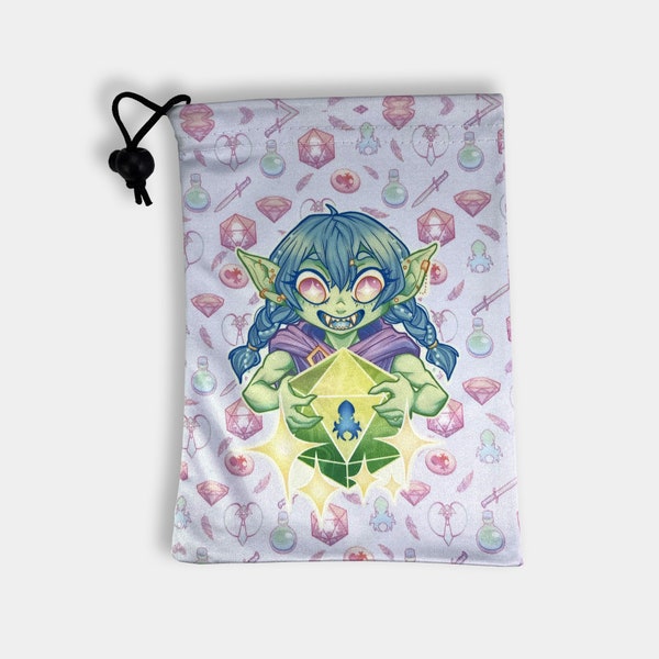 Goblin Girl Large Dice Bag | Drawstring Pouch | Bag of Holding | DnD Gift | Storage Pouch | Token Holder | Dice Gift Bag | DnD Dice Bag