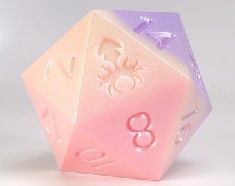 Ombre Elegant Pink to Periwinkle 55mm D20 Dice