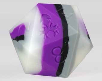 Purple/Grey Glow in the Dark 50mm Silicone D20