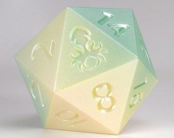 Ombre Sunshine to Sky Blue 55mm D20 Dice