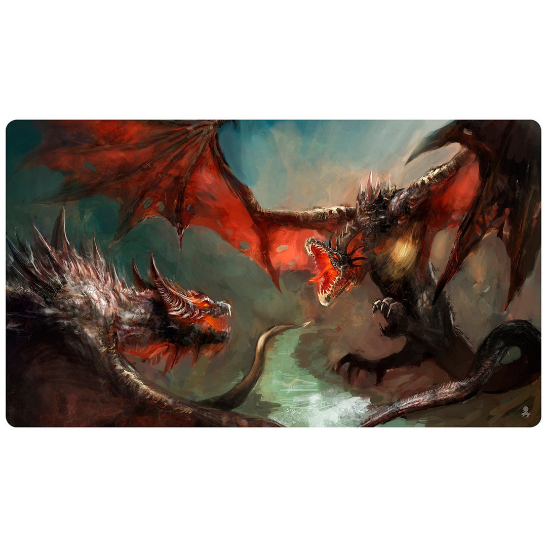 Dueling Dragons Playmat Ideal for Magic the Gathering, Pokemon, Yugioh