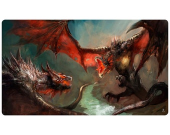 Dueling Dragons Playmat | Ideal for Magic The Gathering, Pokemon, YuGiOh, Anime CCG & TCG, MTG Playmat