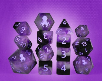 Grapeula 14pc Dice Set Inked in Purple