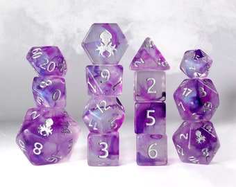 Mystic Iris 14pc Polyhedral Dice  | Dungeons and Dragons Dice | Kraken Dice D&D Dice Set