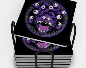 Purple Beholder Square Coaster