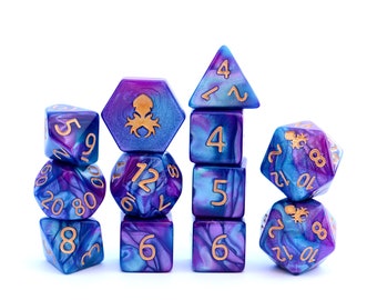 Blueberry Acai Ice Cream Dice 12pc RPG Dice Set with Gold Ink