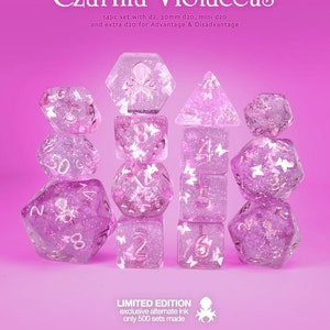 Czarina Violaceus 14pc Dice Set Inked in Metallic Pink image 2