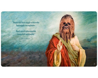 Blessed Space Sasquatch Quote Playmat| Ideal for Magic The Gathering, Pokemon, YuGiOh, Anime CCG & TCG, MTG Playmat