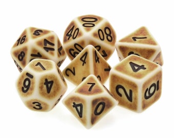 Brown Ancient Polyhedral Dice Set