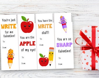 Printable School Valentine Bookmarks | Printable School Valentine | Printable School Bookmark | Printable Bookmark | School Supply Valentine