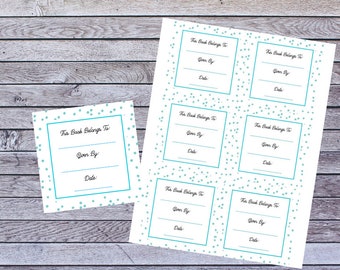 Blue Snow Holiday Printable Book Plate | This Book Belongs To