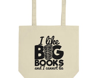 I Like Big Books Tote Bag, Book Lover Tote, Bookworm Tote, Library Book Bag, Bookworm Shopping Bag, Book Canvas Tote, Book themed Tote