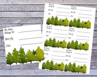 Evergreen Tree Printable Book Plate | This Book Belongs To