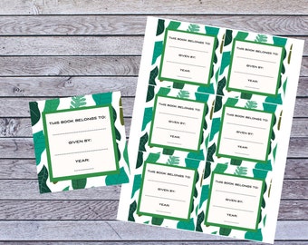 Printable Leaf Book Plate | This Book Belongs To | Printable Book Plate | Baby Shower Book Plate